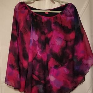 VTG Pre Loved Sunny Leigh Pink Purple Fairy Women Sz Small Flowing Cape Blouse